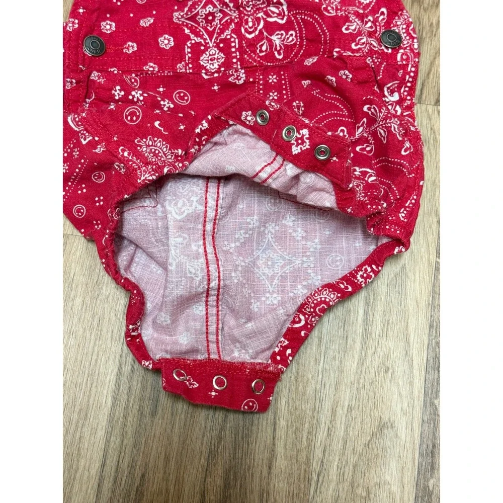 OshKosh Bgosh Baby Red Bandana Paisley Bubble Overalls Shortalls 9 Months